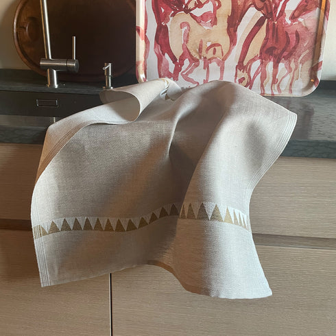 Sharktooth Linen Kitchen Towel - Mustard
